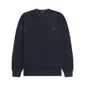 FRED PERRY Crew Neck Textured Knit Sweater Men BLUE Sweaters & Cardigans
